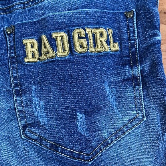 Legend Luxury Denim Design Size 27 Distressed “BAD GIRL” Medium Blue Was… - Picture 8 of 13